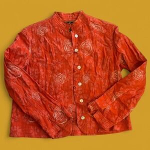 Vintage Y2K orange cotton embroidered jacket